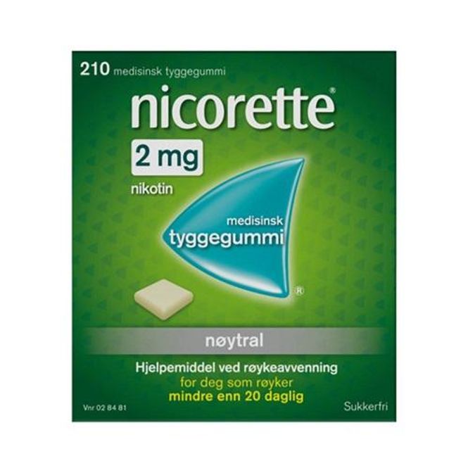 Hovedbilde Nicorette tyggegummi 2 mg 210 stk