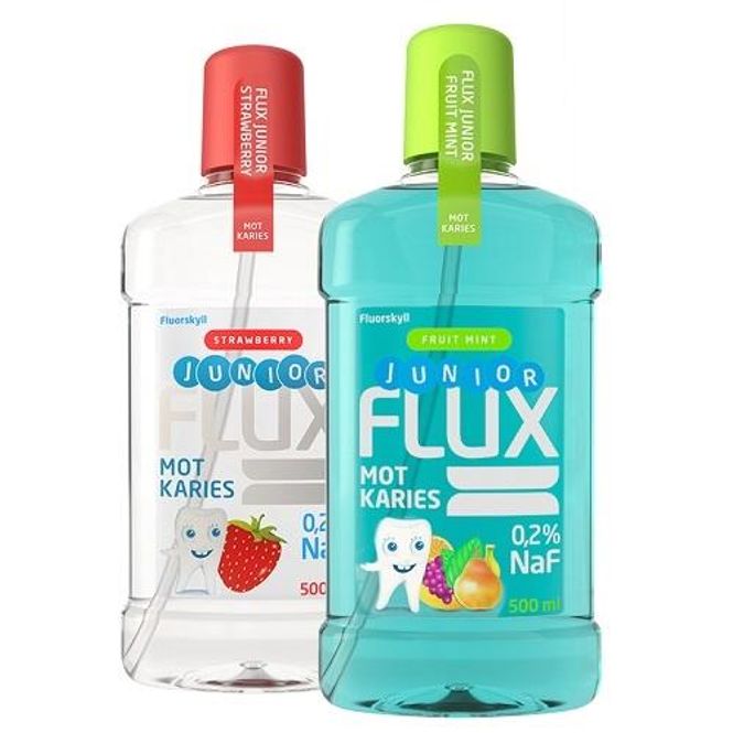 Hovedbilde Flux jr fluorskyll 0,2% jordbær 500 ml