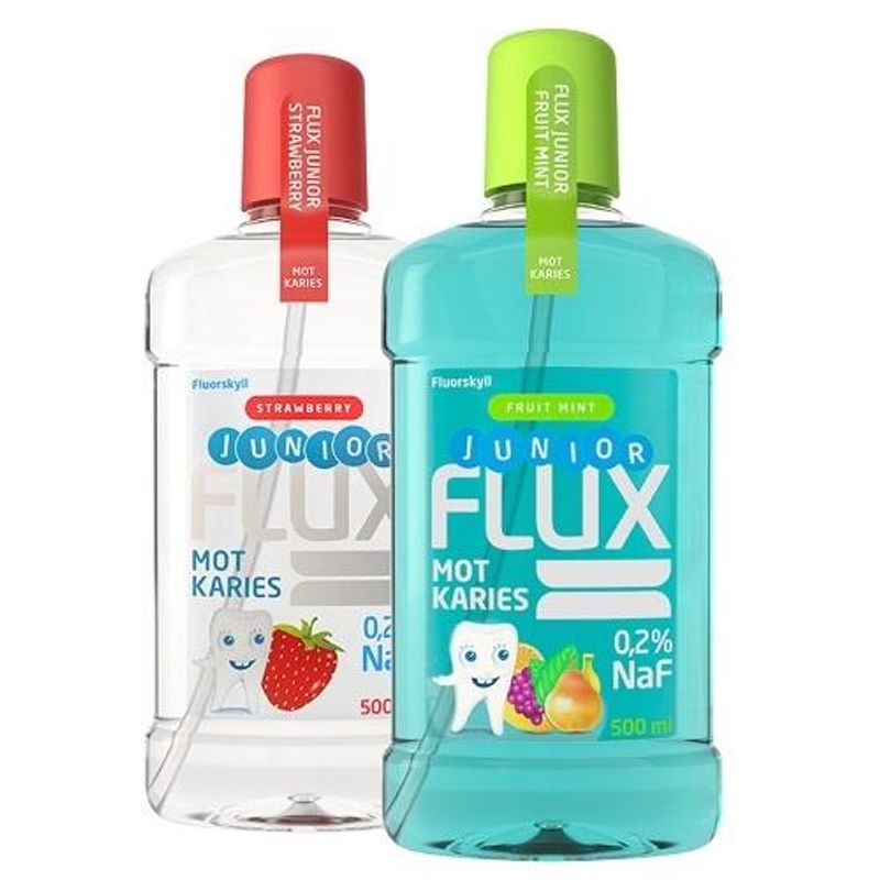 Flux jr fluorskyll 0,2% jordbær 500 ml
