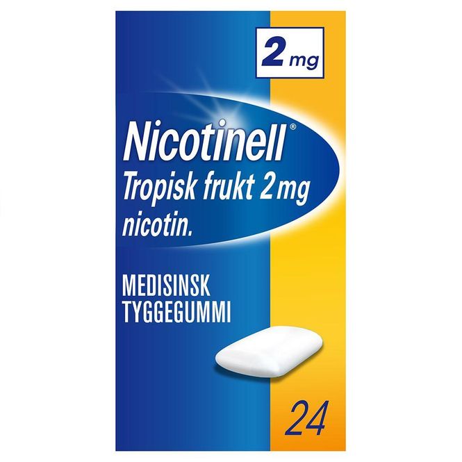 Hovedbilde Nicotinell tyggegummi 2 mg tropisk frukt 24 stk
