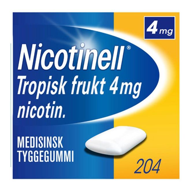 Hovedbilde Nicotinell tyggegummi 4 mg tropisk frukt 204 stk