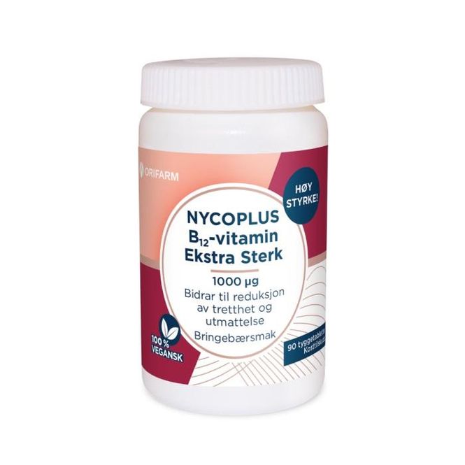 Hovedbilde Nycoplus B12 tyggetablett 1000 mcg bringbær 90 stk