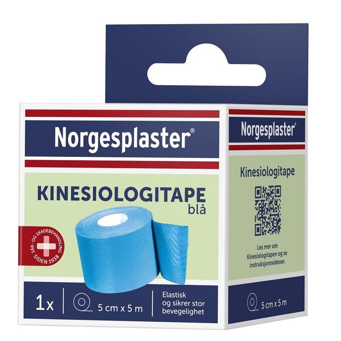 Hovedbilde Norgesplaster kinesiologi blå 5 cm x 5 m
