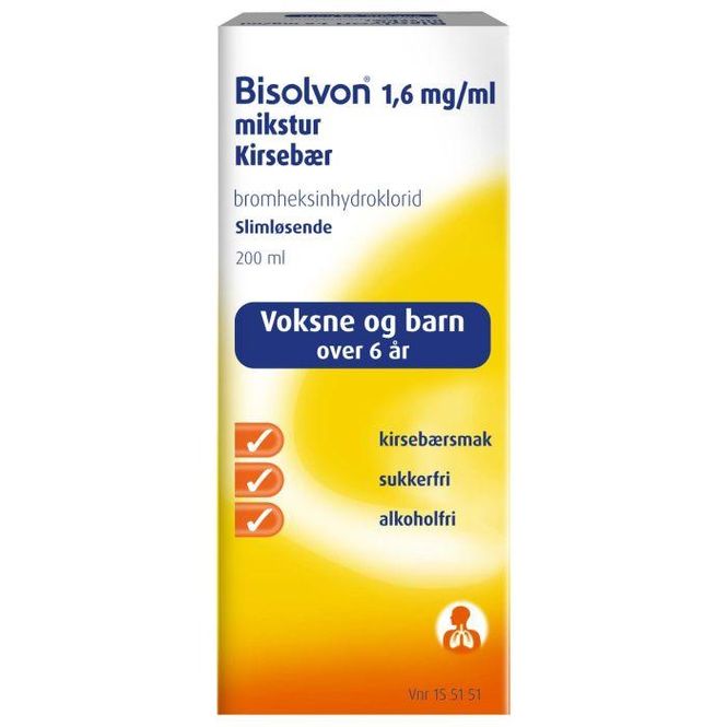 Hovedbilde Bisolvon mikst 1,6mg/ml kirsebær 200 ml
