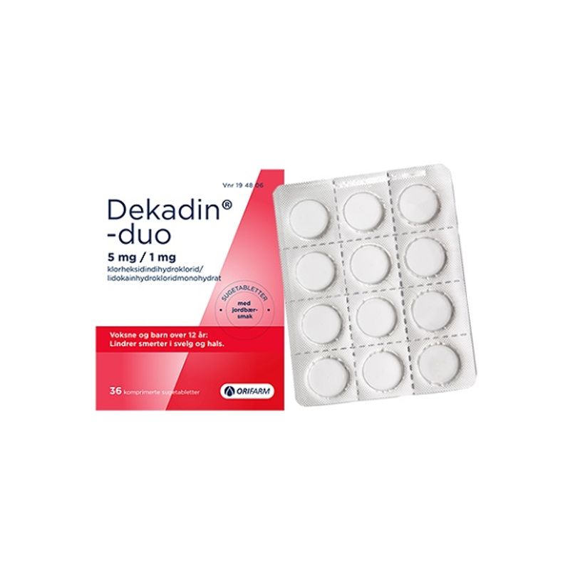 Dekadin-duo 5/1mg sugetablett jordbær 36 stk