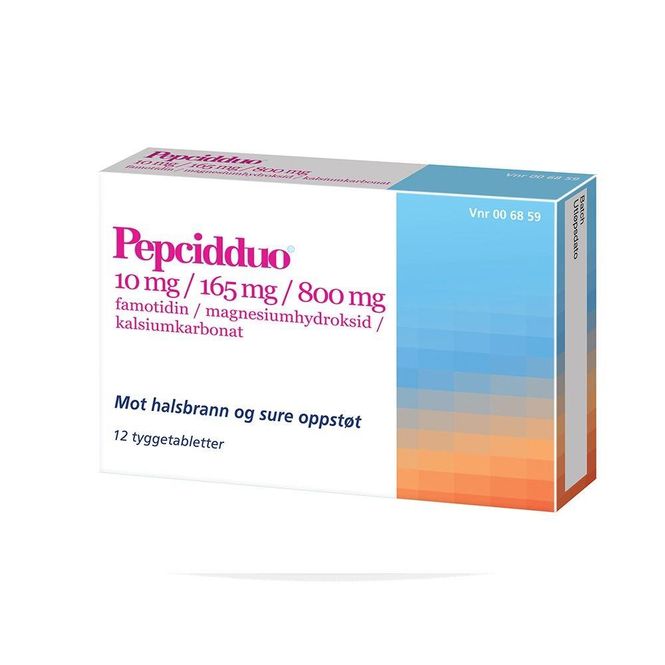 Hovedbilde Pepcidduo 10/165/800mg 12 tyggetabletter