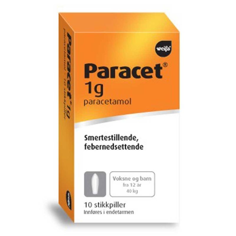 Paracet stikkpiller 1 g 10 stk